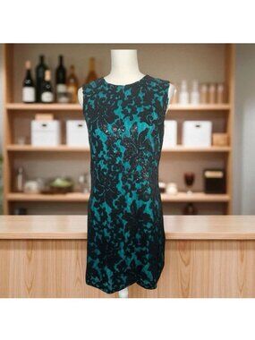 DIANE VON FURSTENBERG Jade Black Floral Sequin Shift Dress Size 6 NEW NWOT